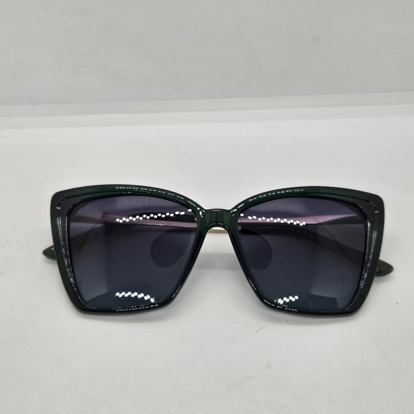 Sojos green angular frame sunglasses UV400 - Picture 1 of 6